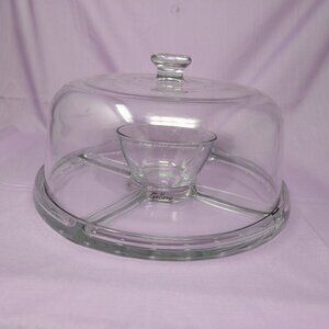 Glass Cake Stand and Veggie Server in One